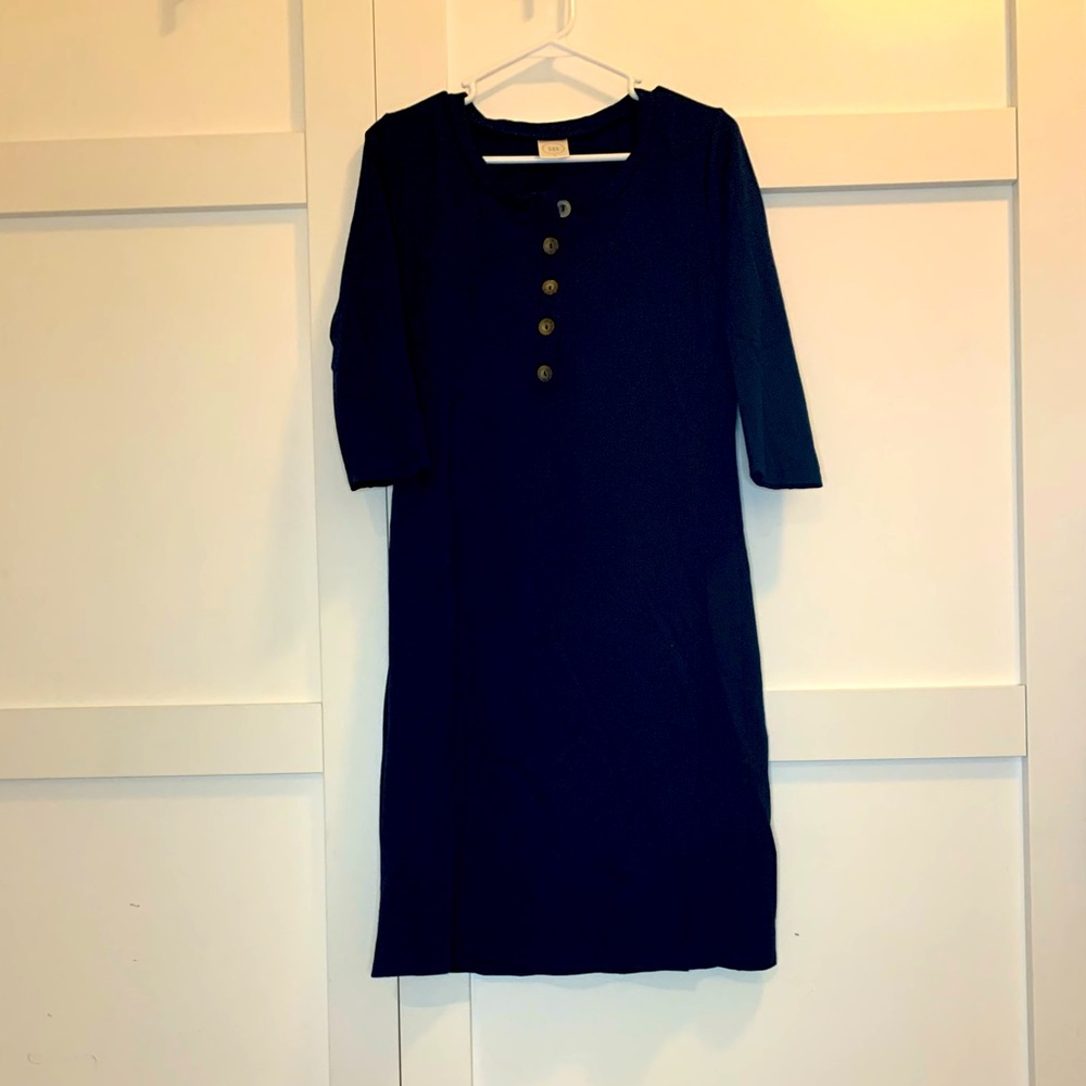 Navy blue nursing Button-Down Dress